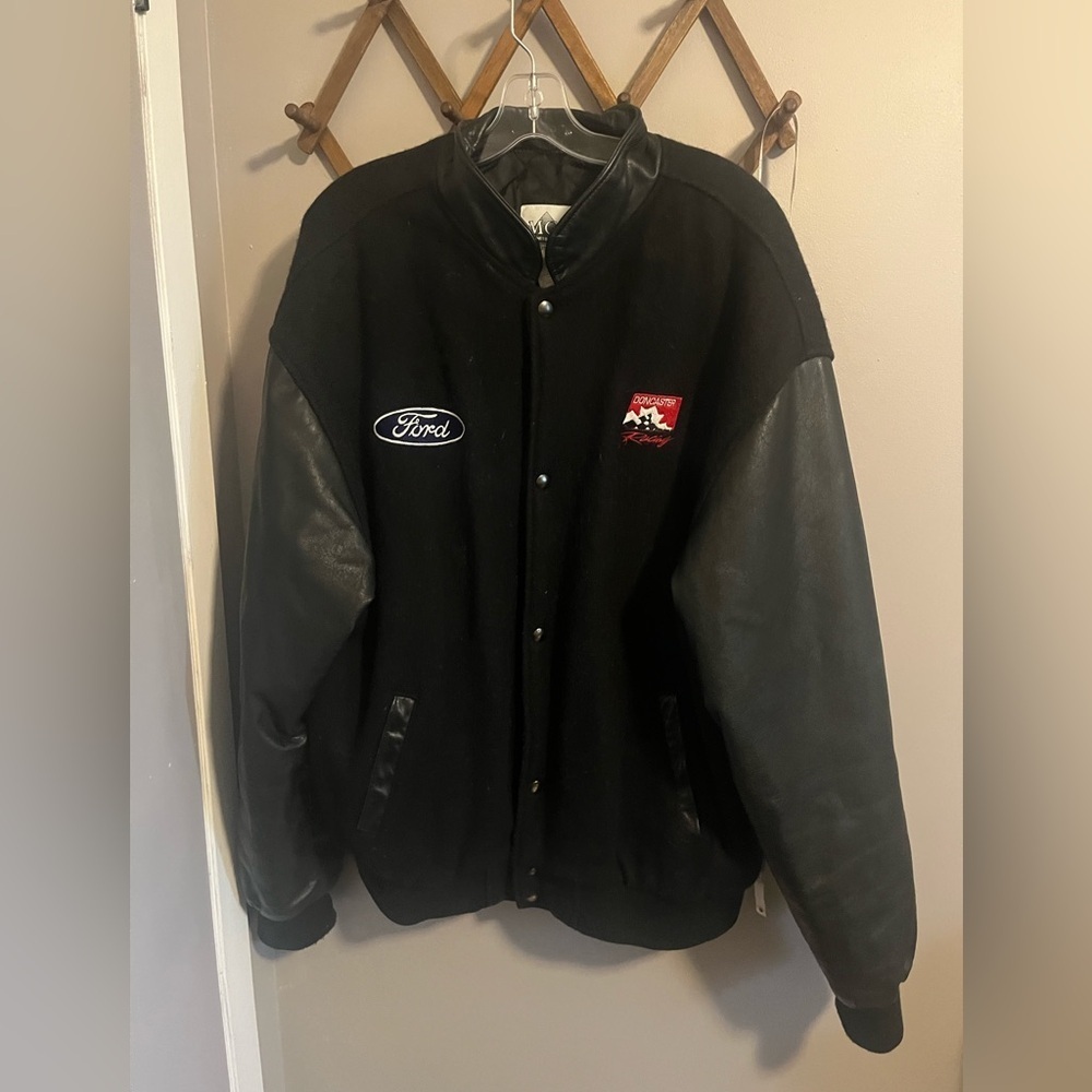 Vintage racing jacket Coca Cola ford leather sleeves XXL lettermen style